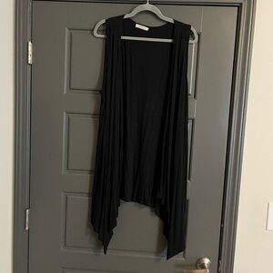Black Sleeveless Drape Cardigan